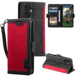 For iPhone 16 Plus Retro Splicing Horizontal Flip Leather Phone Case(Red)