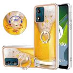 For Motorola Moto E13 Electroplating Dual-side IMD Phone Case with Ring Holder(Draft Beer)