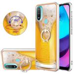 For Motorola Moto E20 / E30 / E40 Electroplating Dual-side IMD Phone Case with Ring Holder(Draft Beer)