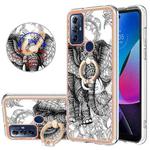 For Motorola Moto G Play 2023 Electroplating Dual-side IMD Phone Case with Ring Holder(Totem Elephant)