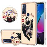 For Motorola Moto G Play 2023 Electroplating Dual-side IMD Phone Case with Ring Holder(Lucky Dog)