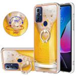 For Motorola Moto G Play 2023 Electroplating Dual-side IMD Phone Case with Ring Holder(Draft Beer)