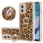 For Motorola Moto G53 / G23 / G13 Electroplating Dual-side IMD Phone Case with Ring Holder(Leopard Print)