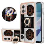 For Motorola Moto G53 / G23 / G13 Electroplating Dual-side IMD Phone Case with Ring Holder(Retro Radio)