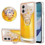 For Motorola Moto G53 / G23 / G13 Electroplating Dual-side IMD Phone Case with Ring Holder(Draft Beer)