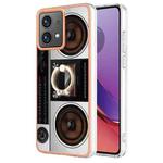 For Motorola Moto G84 Electroplating Dual-side IMD Phone Case with Ring Holder(Retro Radio)