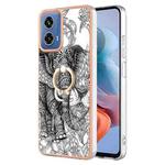 For Motorola Moto G34 Electroplating Dual-side IMD Phone Case with Ring Holder(Totem Elephant)