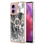 For Motorola Moto G04 4G / G24 4G Electroplating Dual-side IMD Phone Case with Ring Holder(Totem Elephant)