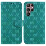 For Samsung Galaxy S22 Ultra 5G Double 8-shaped Embossed Leather Phone Case(Green)
