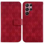 For Samsung Galaxy S22 Ultra 5G Double 8-shaped Embossed Leather Phone Case(Red)