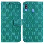 For Samsung Galaxy A40 Double 8-shaped Embossed Leather Phone Case(Green)