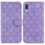 For Samsung Galaxy A40 Double 8-shaped Embossed Leather Phone Case(Purple)