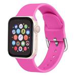 For Apple Watch Series 7 41mm / 6 & SE & 5 & 4 40mm / 3 & 2 & 1 38mm Solid Color Silicone Watch Band with Metal Buckle, Size:S(Rose Red)