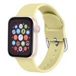 For Apple Watch Series 7 41mm / 6 & SE & 5 & 4 40mm / 3 & 2 & 1 38mm Solid Color Silicone Watch Band with Metal Buckle, Size:S(Cream Yellow)