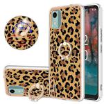 For Nokia C12 Electroplating Dual-side IMD Phone Case with Ring Holder(Leopard Print)