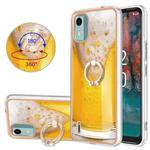 For Nokia C12 Electroplating Dual-side IMD Phone Case with Ring Holder(Draft Beer)