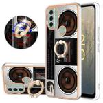 For Nokia C31 Electroplating Dual-side IMD Phone Case with Ring Holder(Retro Radio)