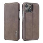 LC.IMEEKE Hon Ancient Series Flip Leather Phone Case For iPhone 15(Coffee)