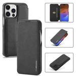 LC.IMEEKE Hon Ancient Series Flip Leather Phone Case For iPhone 15 Pro(Black)