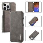 LC.IMEEKE Hon Ancient Series Flip Leather Phone Case For iPhone 15 Pro(Coffee)
