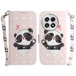 For OnePlus 13 3D Colored Horizontal Flip Leather Phone Case(Heart Panda)