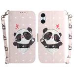 For Sony Xperia 5 VI 3D Colored Horizontal Flip Leather Phone Case(Heart Panda)