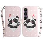For Sony Xperia 1 VII 3D Colored Horizontal Flip Leather Phone Case(Heart Panda)