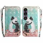 For Sony Xperia 1 VII 3D Colored Horizontal Flip Leather Phone Case(Black White Cat)