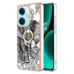 For OnePlus Nord CE 3 Electroplating Dual-side IMD Phone Case with Ring Holder(Totem Elephant)