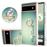 For Google Pixel 6a Electroplating Dual-side IMD Phone Case with Ring Holder(Smile)