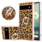 For Google Pixel 6a Electroplating Dual-side IMD Phone Case with Ring Holder(Leopard Print)