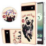 For Google Pixel 6a Electroplating Dual-side IMD Phone Case with Ring Holder(Lucky Dog)