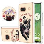 For Google Pixel 7a Electroplating Dual-side IMD Phone Case with Ring Holder(Lucky Dog)