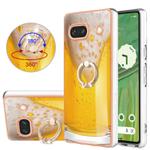 For Google Pixel 7a Electroplating Dual-side IMD Phone Case with Ring Holder(Draft Beer)