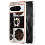 For Google Pixel 8 Pro Electroplating Dual-side IMD Phone Case with Ring Holder(Retro Radio)