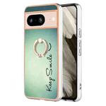 For Google Pixel 8 Electroplating Dual-side IMD Phone Case with Ring Holder(Smile)