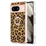 For Google Pixel 8 Electroplating Dual-side IMD Phone Case with Ring Holder(Leopard Print)