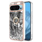 For Google Pixel 9 Electroplating Dual-side IMD Phone Case with Ring Holder(Totem Elephant)