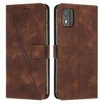 For Nokia C02 Dream Triangle Leather Phone Case with Lanyard(Brown)