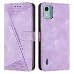 For Nokia C12 Dream Triangle Leather Phone Case with Lanyard(Purple)