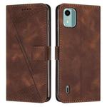 For Nokia C12 Dream Triangle Leather Phone Case with Lanyard(Brown)
