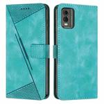 For Nokia C32 Dream Triangle Leather Phone Case with Lanyard(Green)