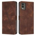 For Nokia C32 Dream Triangle Leather Phone Case with Lanyard(Brown)