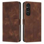 For Sony Xperia 1 V 2023 Dream Triangle Leather Phone Case with Lanyard(Brown)