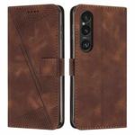 For Sony Xperia 1 VI Dream Triangle Leather Phone Case with Lanyard(Brown)