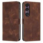 For Sony Xperia 1 VII Dream Triangle Leather Phone Case with Lanyard(Brown)
