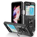 For Samsung Galaxy Z Flip5 5G Pioneer Armor PC + TPU Phone Case with Holder(Black)