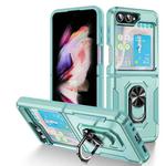 For Samsung Galaxy Z Flip5 5G Pioneer Armor PC + TPU Phone Case with Holder(Green)