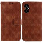 For Xiaomi Poco M4 5G Double 8-shaped Embossed Leather Phone Case(Brown)