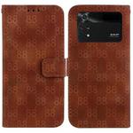 For Xiaomi Poco M4 Pro Double 8-shaped Embossed Leather Phone Case(Brown)